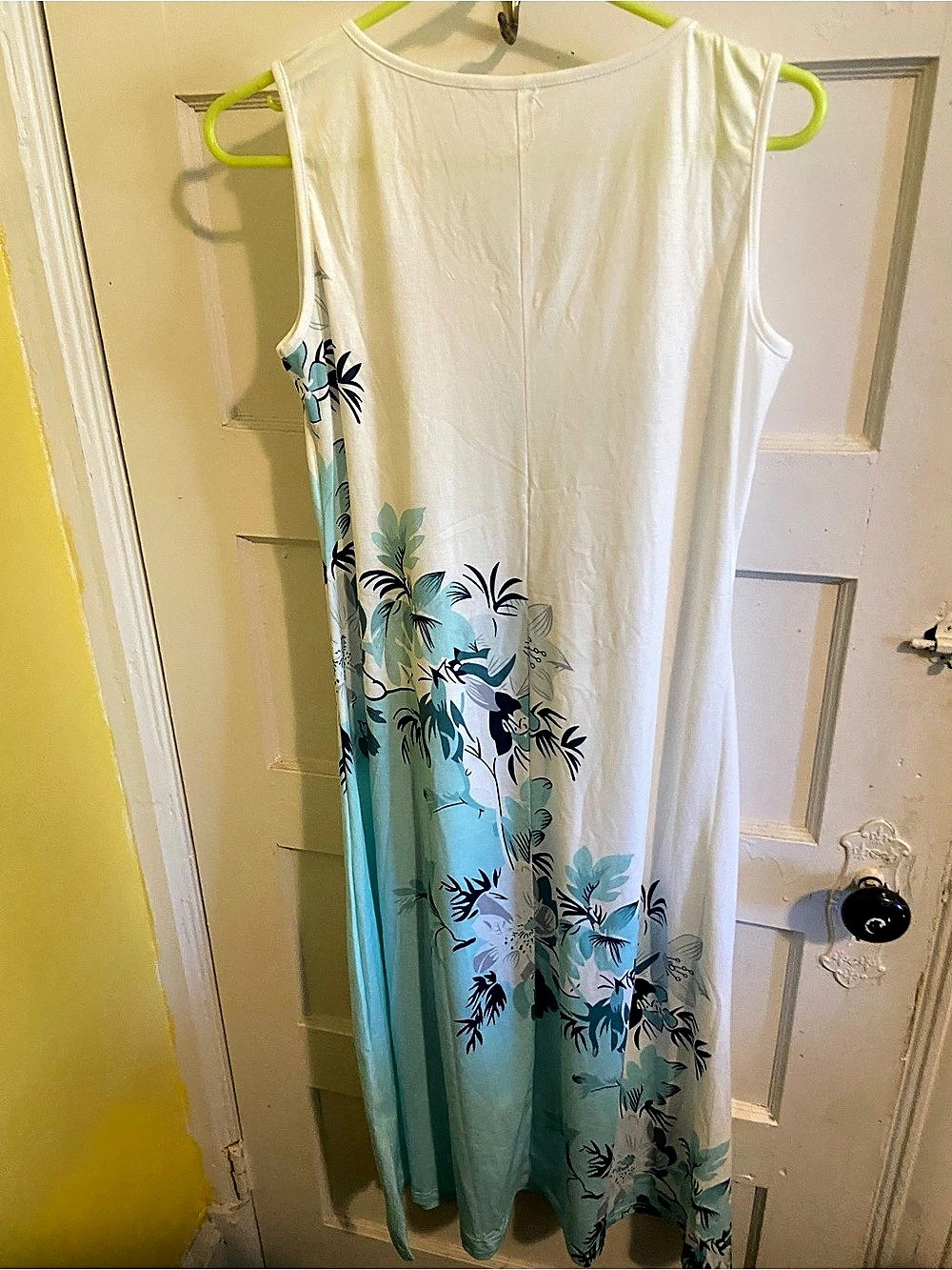 Floral Maxi Dress in White & Blue Like New